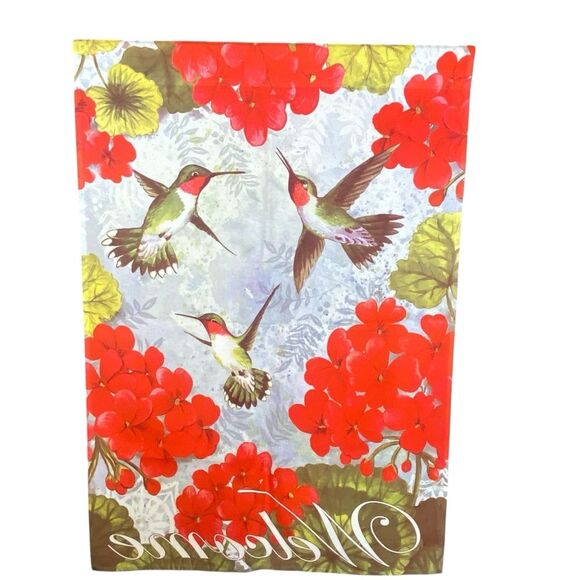 Hummingbird Garden Flag Welcome Sign Bird Decor Outdoor Flag - Picture 2 of 2